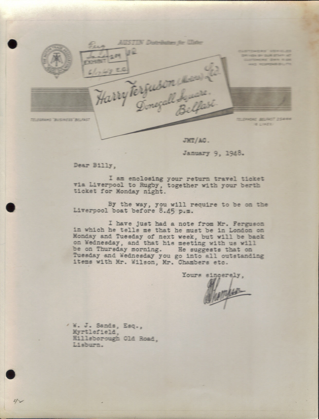 First page of Correspondence dated 1 September 1948, 1 September 1948