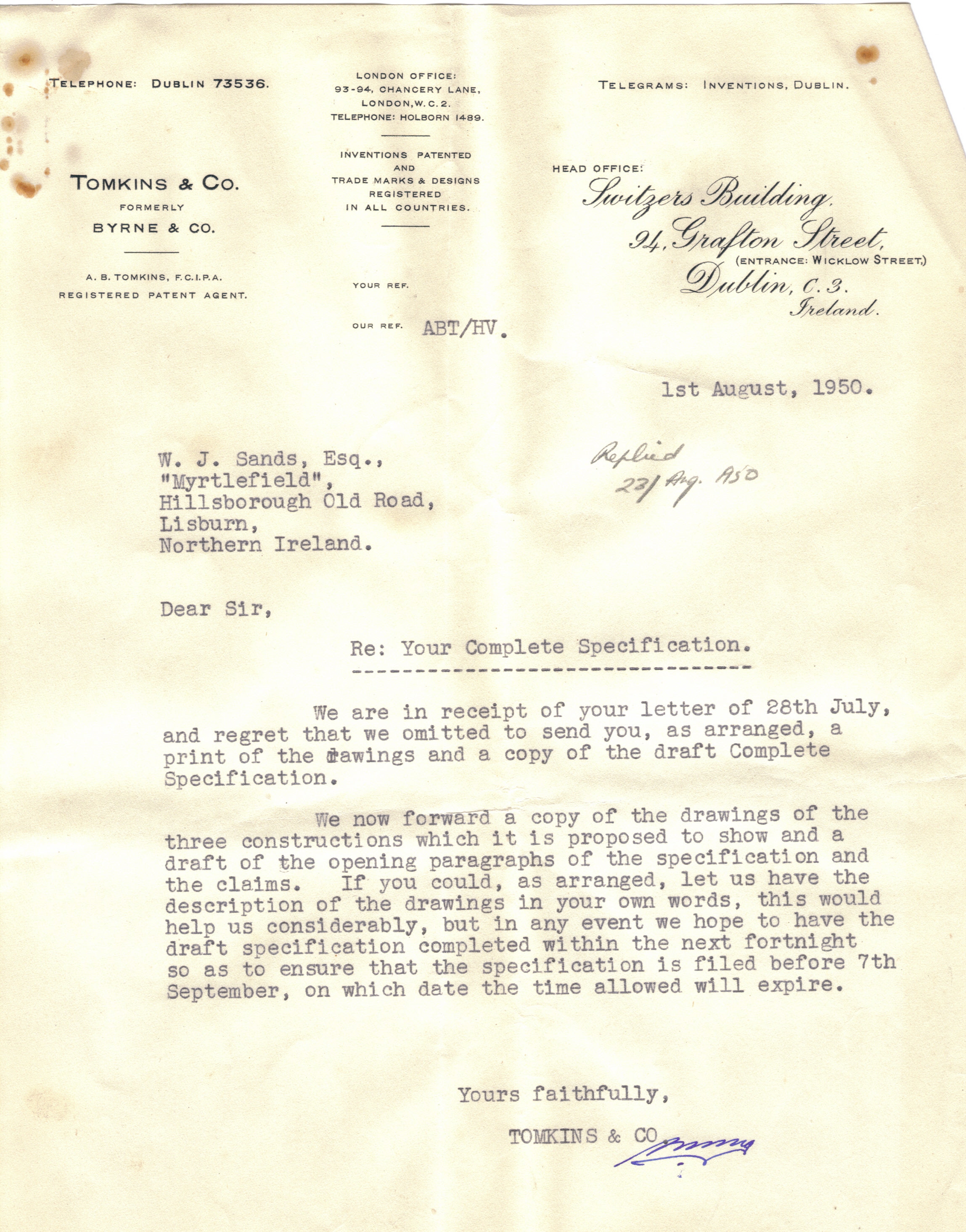 First page of Correspondence dated 8 January 1950, 8 January 1950