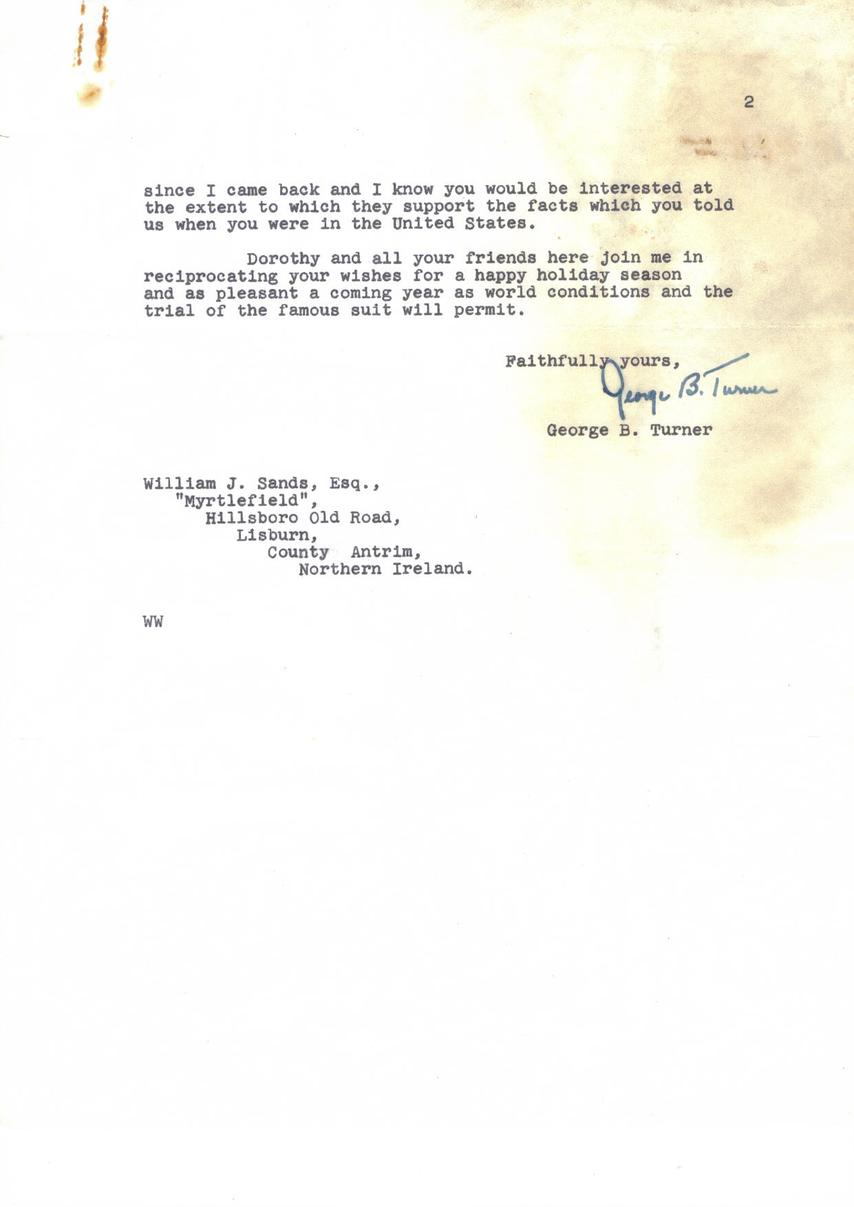 First page of Correspondence dated 20 December 1950, 20 December 1950