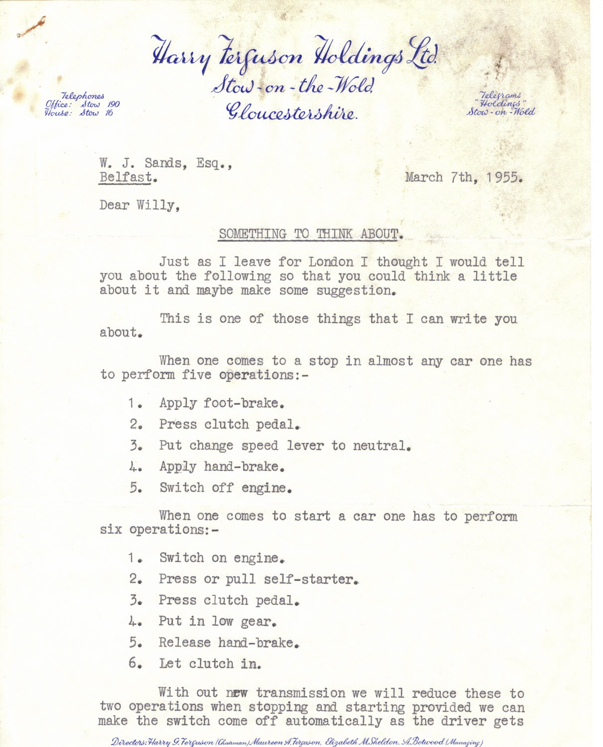 First page of Correspondence dated 7 March 1955, 7 March 1955