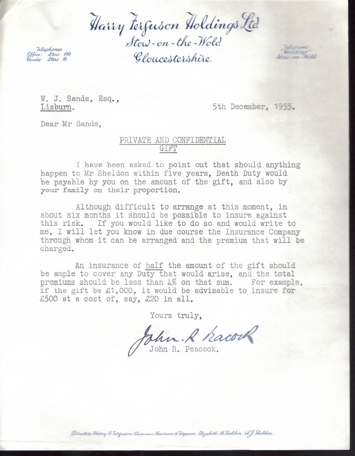 First page of Correspondence dated 12 May 1955, 12 May 1955