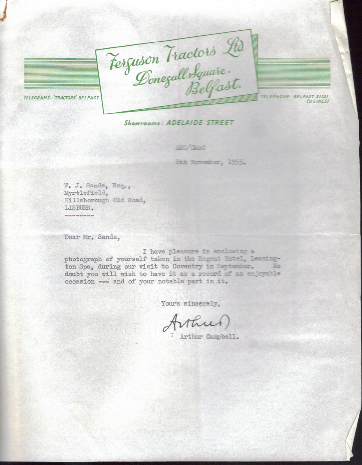First page of Correspondence dated 11 August 1955, 11 August 1955