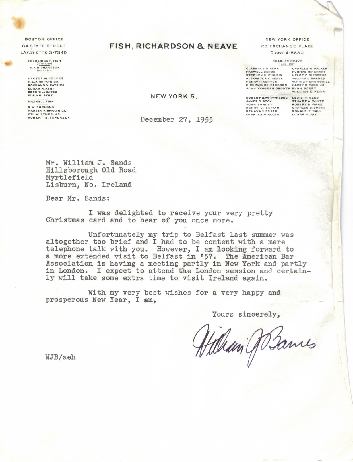 First page of Correspondence dated 27 December 1955, 27 December 1955