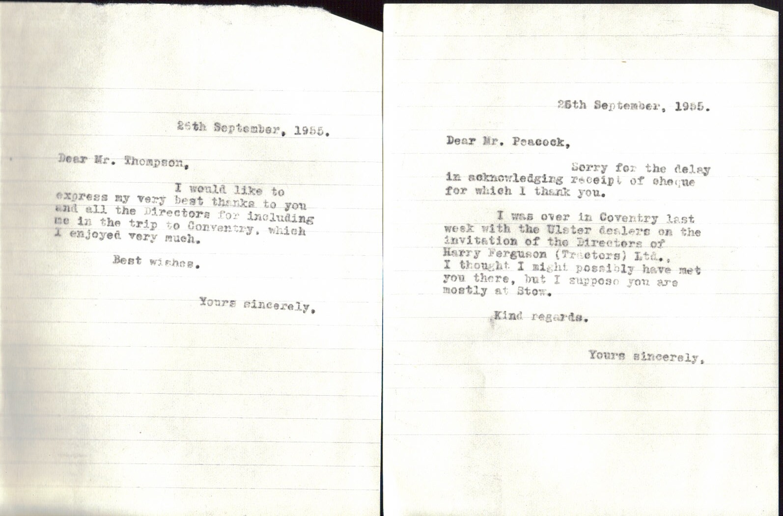 First page of Correspondence dated 26 October 1955, 26 October 1955