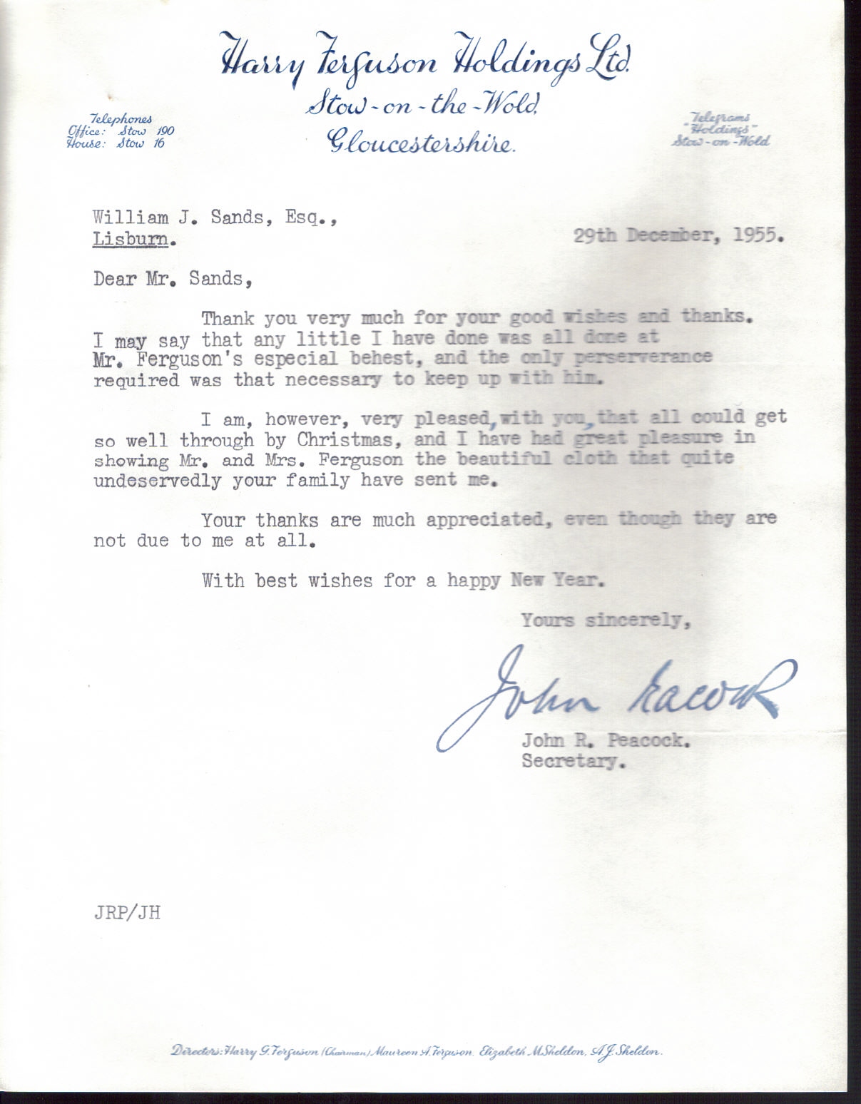 First page of Correspondence dated 29 December 1955, 29 December 1955