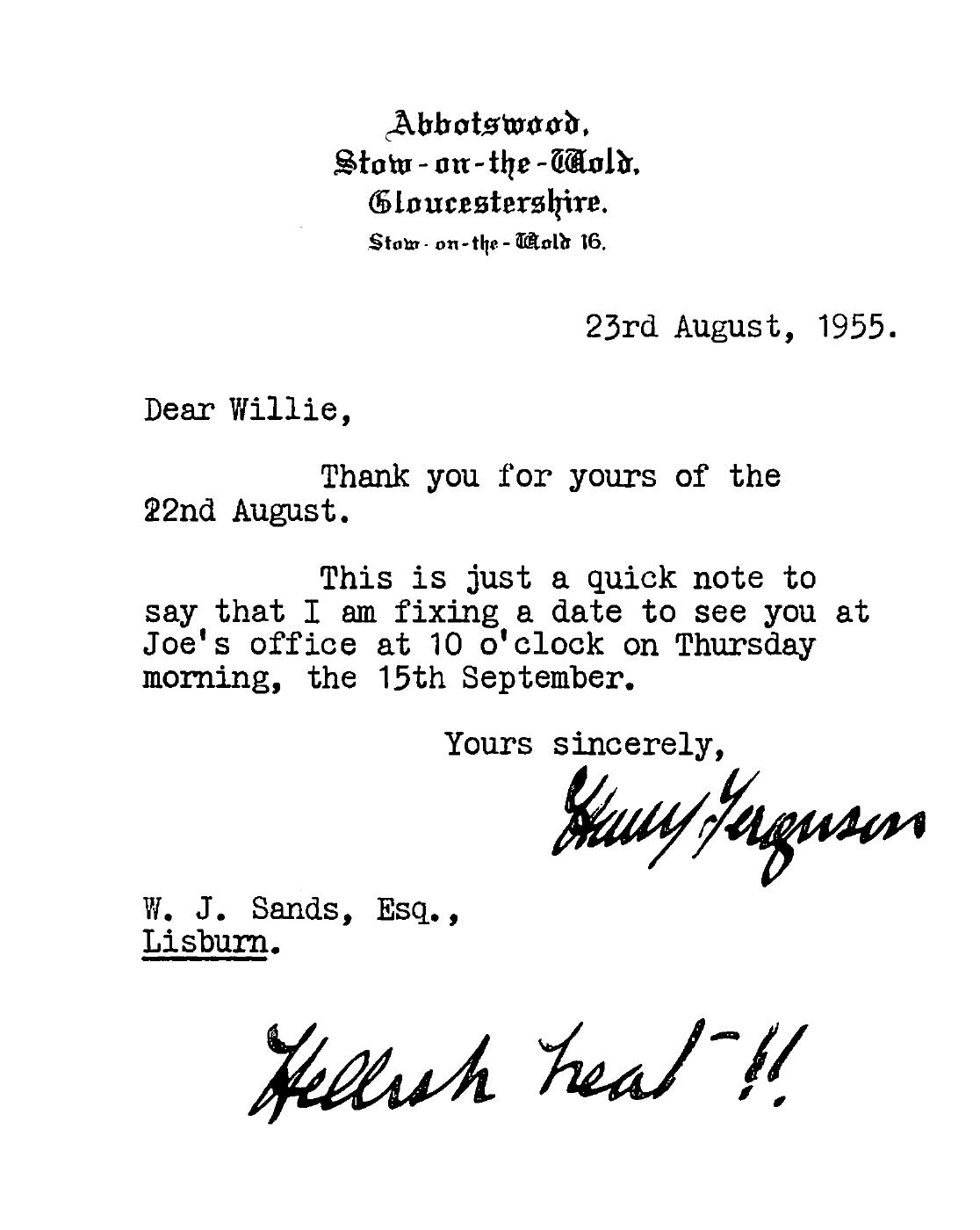 First page of Correspondence dated 23 August 1955, 23 August 1955
