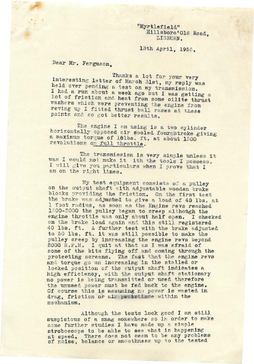 First page of Correspondence dated 13 April 1955, 13 April 1955