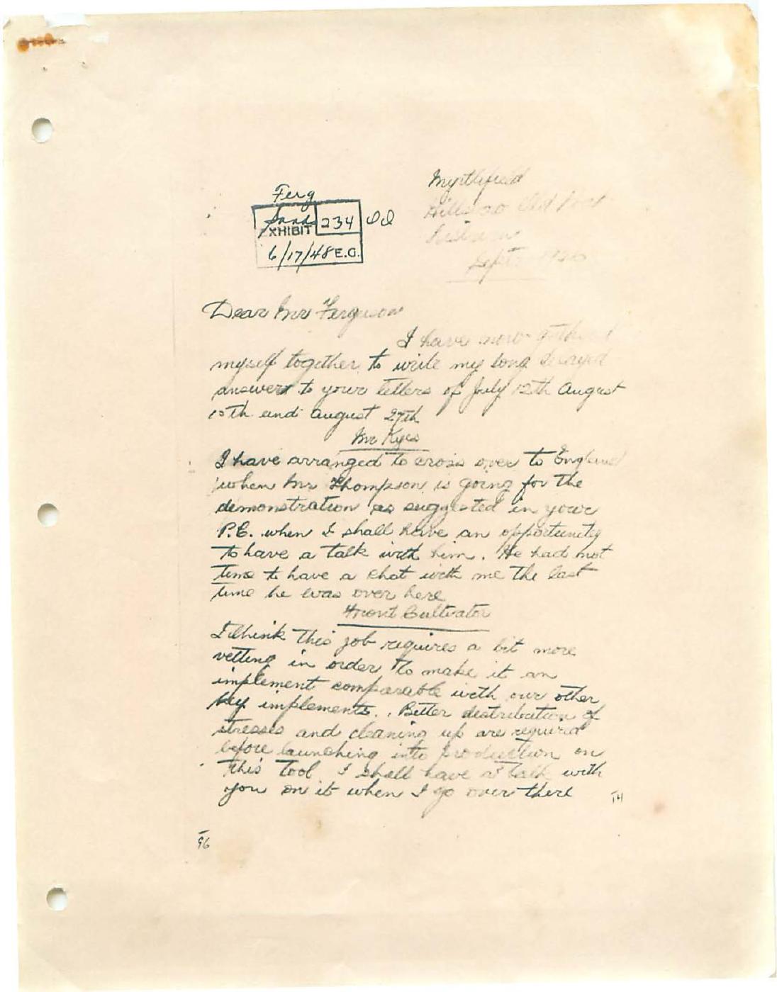 First page of Correspondence dated 1 September 1946, September 1946 (approx.)