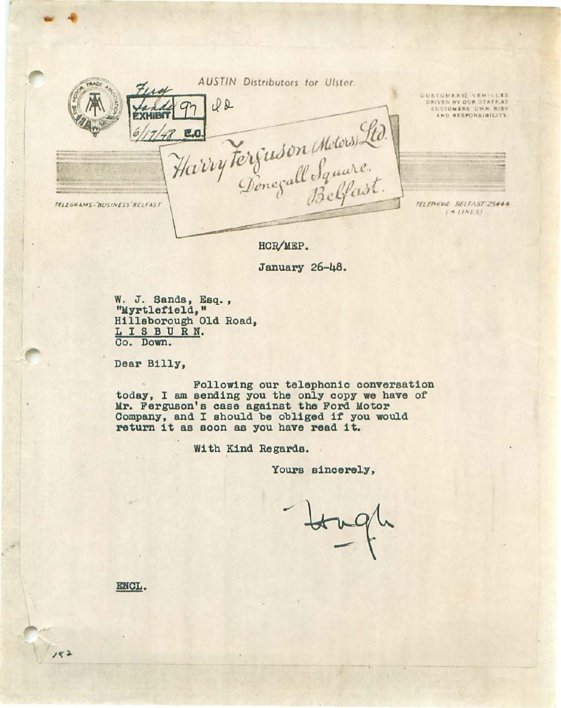 First page of Correspondence dated 26 January 1948, 26 January 1948